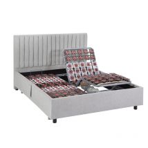 Vente-unique - Sommier électrique de relaxation déco 2x48 plots - 2 x 70 x 190 cm - Tissu - Gris - nalu de dreamea