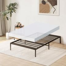 Iztoss - Sommier et matelas 90x190, Cadre de lit en métal, Matelas Mousse avec Couette et Oreiller, Épaisseur 15cm, Lit adulte sans Tête de lit, Noir