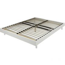 Ebac - Sommier déco en Kit + pieds 160x200 - Decokit 36 lattes bois - Blanc - h. 13 cm
