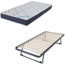 Ebac Literie - Sommier gigogne + matelas Melior - 90x190 - Mousse - 20 lattes bois - Gain de place