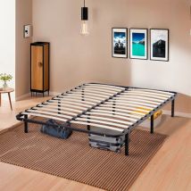 Olympe - literie Sommier à lattes en métal somkit 90x190 cm Coloris Noir Livré en kit