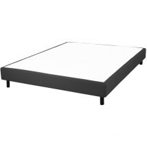 Sommier déco en Kit + pieds 140x190 - Newkit 40 lattes bois - Anthracite - h. 18 cm