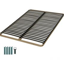 Sommier à lattes + pieds 140x200 C224 - 48 lattes bois - Fabrication française
