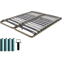 Ebac Literie - Sommier à lattes + pieds 2x80x200 Zeta - 26 lattes bois - Fabrication française