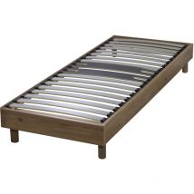 Terre De Nuit - Sommier kit décor chêne zone lombaire renforcée et pieds inclus 90x190