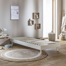 Terre De Nuit - Sommier kit enfant en bois massif blanc cassé 90x200