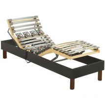 Sommier électrique de relaxation déco lattes et plots - 70 x 190 cm - Tissu - Anthracite - forenza de dreamea