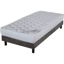 Ebac Literie - Matelas et sommier 90x190 Mousse - Decokit - Soutien medium - Sommier démonté - Béton