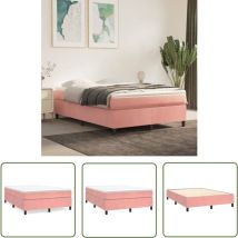 The Living Store Cadre de lit sans matelas rose 140x200 cm velours - Cadre De Lit - Lit Double - Lit Rose - Lit Velours - Literie