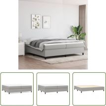 Doc&et² - The Living Store Cadre de lit sans matelas gris clair 200x200 cm tissu - Cadre De Lit - Lit Double - Literie - Meuble Chambre - Chambre à