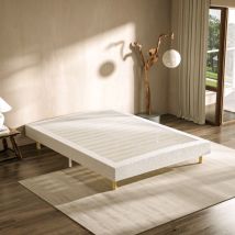 Dewinner - Sommier Tapissier 140x190 Cm Avec 6 Pieds Et 26 Lattes, Cadre De Lit Pour Deux Places, Sommiers À Lattes En Bois