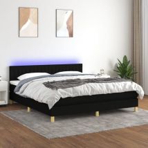 Jinlefu - Cama box spring con colchón led tela negro 180x200 cm vidaXL