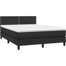 Sommier tapissier avec matelas et LED Noir 140x200cm Similicuir
