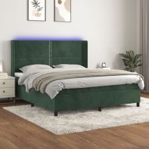 Sommier à lattes de lit matelas et led Vert foncé 180x200 cm Vidaxl