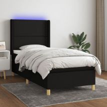 Avimac - Sommier à lattes de lit matelas et led Noir 90x200 cm Tissu