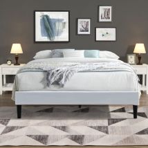 Sommier 140x200 cm Tapissier déhoussable housse lavable Blanc + Pieds en 20 cm 2 x 13 Lattes - Opale- 'Tissu: 100% polyester 220 gr/m2 rembourrage :