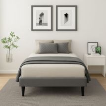 King Of Dreams - Sommier 80x190 cm Tapissier déhoussable housse lavable Gris + Pieds en 20 cm 13 Lattes - Anna- revetement Tissu pvc