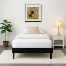 King Of Dreams - Sommier 90x200 cm Tapissier déhoussable housse lavable noir + Pieds en 20 cm 13 Lattes - Anna- revetement Tissu pvc