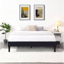King Of Dreams - Sommier 100x200 cm Tapissier déhoussable housse lavable noir + Pieds en 20 cm 13 Lattes - Anna- revetement Tissu pvc