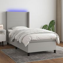 Sommier à lattes de lit matelas led Gris clair 90x200 cm Tissu - Vidaxl