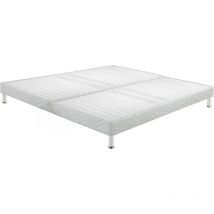 Ebac Literie - Sommier tapissier + jeu de pieds 80+80x200 Omega blanc 18 lattes