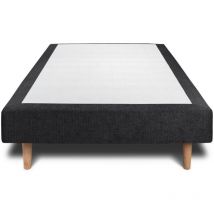 Sommeil De Plomb - Sommier Tapissier Tissu Noir 90x200 H29cm