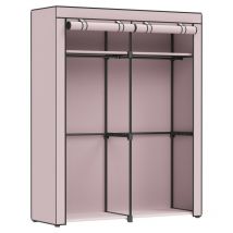 Songmics - Armoire Chambre, Penderie avec 2 Tringles, Porte-vêtements, Housse en Tissu, Porte-manteau, Pliable, pour Dressing, Chambre, 140 x 43 x
