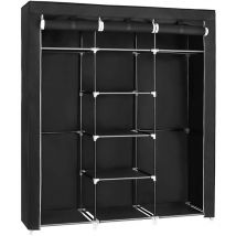 Calicosy - Armoire de Rangement Pliable en Tissu Noir avec Penderie - L150 cm