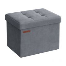 Banc de Rangement, Boîte Pliable en Velours, Repose-Pieds avec Couvercle, 31 x 41 x 31 cm, Capacité de Charge 130 kg, pour Couloir, Salon, Chambre,