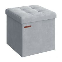 Banc de Rangement, Boîte Pliable en Velours, Repose-Pieds avec Couvercle, 38 x 38 x 38 cm, Capacité de Charge 300 kg, pour Couloir, Salon, Chambre,