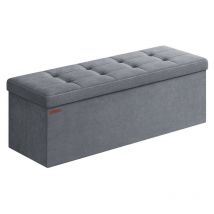 Banc de Rangement, Pouf en Velours, avec Couvercle, avec 2 Boîtes, Séparateur Amovible, 38 x 110 x 38 cm, Capacité de Charge 300 kg, pour Couloir,