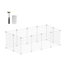 Feandrea - songmics Cage pour Animauxde Companier, Enclos Métallique, Clôturepour Hamsters, Lapins, Parc Modulable, Petits Animaux, Blanc
