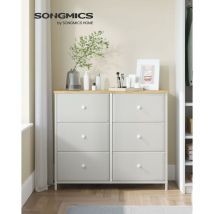 SONGMICS Cassettiera, Mobiletto a 6 Cassetti in Tessuto, Struttura in Metallo, Piano e Fronte in Truciolato, Credenza, Camera da Letto Ingresso