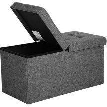 Songmics - Coffre de Rangement Couvercle Pliable 76 x 38 x 38 cm, par 2 côtés Banc de Rangement Charge admissible 300 kg Grise Foncée