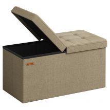 Songmics - Tabouret de Rangement, Banc de Rangement Pliable, 38 x 76 x 38 cm, Couvercle Rabattable, Capacité de 300 kg, pour Entrée, Salon, Chambre,