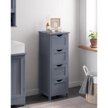 Meuble de Salle de Bain avec 4 tiroirs, Commode, 30 x 30 x 82 cm, Gris