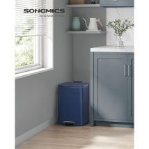 Songmics - Cubo de Basura, Cubo de Basura de 20 l, Cubo de Basura de Cocina de Acero Inoxidable, con Cubo Interior, Cierre Suave y Permanece Abierto,
