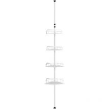 SONGMICS Étagère de Douche, Rangement Douche, Étagère de Salle de Bain sans Perçage, Hauteur 80 à 323 cm, 4 Niveaux, Étagère de Douche Télescopique,