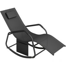 Songmics - Fauteuil à Bascule, Chaise Longue à Bascule avec Butées Anti-renversement, Appui-tête Réglable, Cadre en Acier, Tissu Respirant, Pochette,