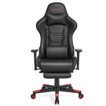 Songmics - Fauteuil Gaming, Chaise de Bureau Ergonomique, Pivotant, Dossier Inclinable, Accoudoirs 3D, Repose-Pieds, Support Lombaire, Appui-tête,