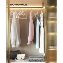 Songmics - Grucce Appendiabiti in Velluto, 50 Pezzi, con Porta Cravatte e Gancio Color Oro Rosa, Spessore 0,6 cm, Salvaspazio, Lunghezza 43,5 cm,