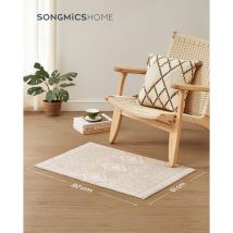 Songmics Home - Alfombra, 61 x 92 cm, Alfombra Antideslizante, Decoración del Hogar, para Salón, Dormitorio, Lavable a Máquina, Estilo Moderno, Beige