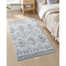 Songmics Home - Alfombra, 91 x 153 cm, Alfombra Antideslizante, Decoración del Hogar, para Salón, Dormitorio, Lavable a Máquina, Estilo Moderno, Azul