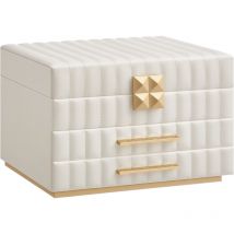SONGMICS HOME ANAH Collection - Boîte à Bijoux à 3 Étages avec Miroir, Organiseur, avec 2 Tiroirs, Surface PU avec Coutures, Effet Suspendu, 21,5 x