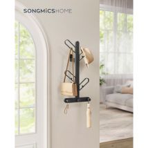 Songmics Home - Perchero de Pared, Colgador de Pared en Forma de Rama, con 7 Ganchos, Bloques Esféricos, para Ropa, Sombreros, Bolsos, Negro Tinta