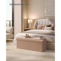 Songmics Home - Puff Almacenaje, Baúl Plegable, 38 x 110 x 38 cm, Banco Almacenaje, Banco de Pie de Cama, Soporta hasta 300 kg, para Sala de Estar,