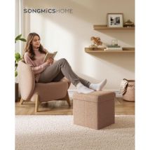 Songmics Home - Puff Almacenaje, Baúl Plegable, 38 x 38 x 38 cm, Banco Almacenaje, Soporta hasta 300 kg, para Sala de Estar, Dormitorio, Entrada,