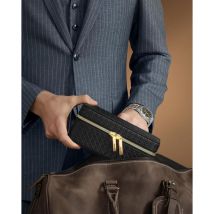 Songmics Home - ronne Colección - Caja para 3 Relojes de Viaje, Caja de Relojes 3 Ranuras, Tejido pu Repujado, 10 x 20 x 9 cm, Idea Regalo,