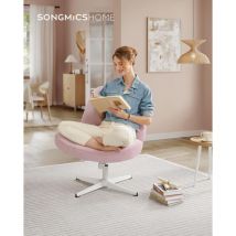 Songmics Home - Silla de Oficina, Estilo Contemporáneo con Base en Cruz, Asiento Ancho y Cómodo, Altura Ajustable, Silla Giratoria, Tela de Lino de