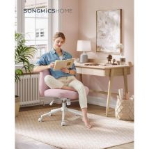 Songmics Home - Silla de Oficina, Estilo Contemporáneo con Base de Estrella, Asiento Ancho y Cómodo, Altura Ajustable, Silla Giratoria, Tela de Lino
